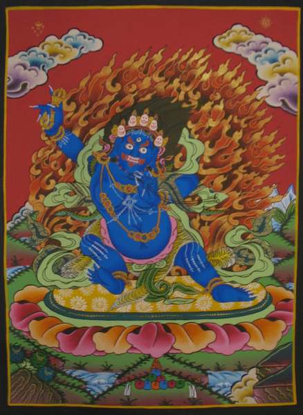 Tibetan Thangka Of Vajrapani [chana Dorje]