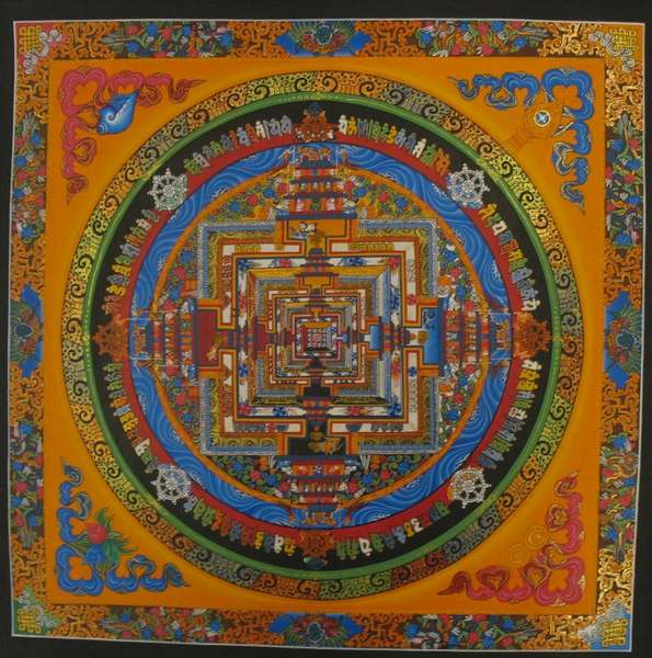 Tibetan Thangka Of Kalachakra Mandala