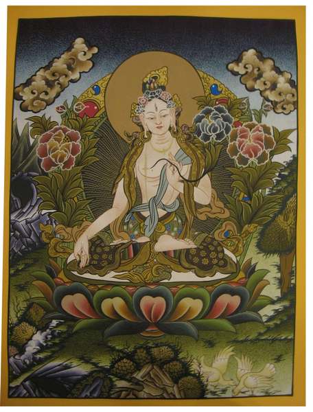 Tibetan Thangka Of White Tara