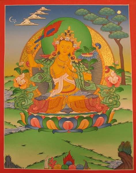 Tibetan Thangka Of Manjushri