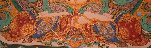 [old Stock], Tibetan Thangka Of Chenrezig, [24k Real Gold], Three Great Bodhisattvas