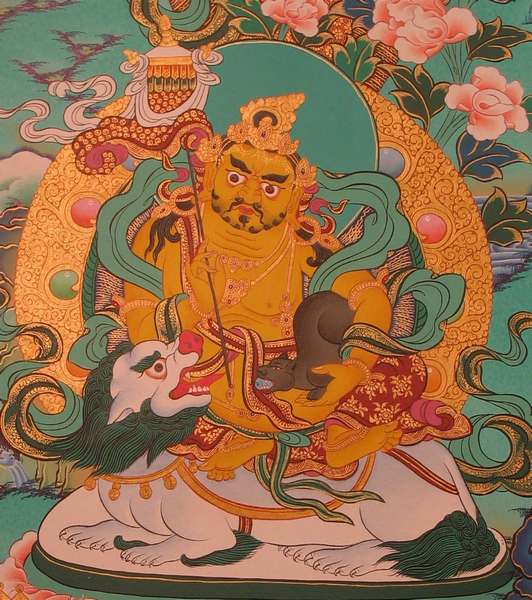 [old Stock], Tibetan Thangka Of Chenrezig, [24k Real Gold], Three Great Bodhisattvas