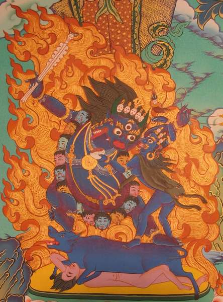 [old Stock], Tibetan Thangka Of Chenrezig, [24k Real Gold], Three Great Bodhisattvas
