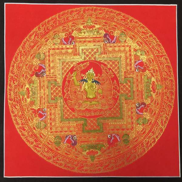 Tibetan Thangka Of Manjushri Mandala