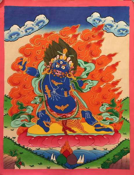Tibetan Thangka Of Vajrapani [chana Dorje]