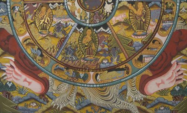 Tibetan Thangka Of Small Wheel Of Life