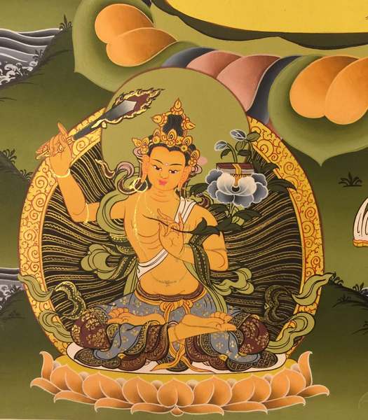 Tibetan Thangka Of Vajrapani [chana Dorje], [24k Real Gold]
