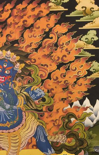 Tibetan Thangka Of Vajrapani [chana Dorje], [24k Real Gold]