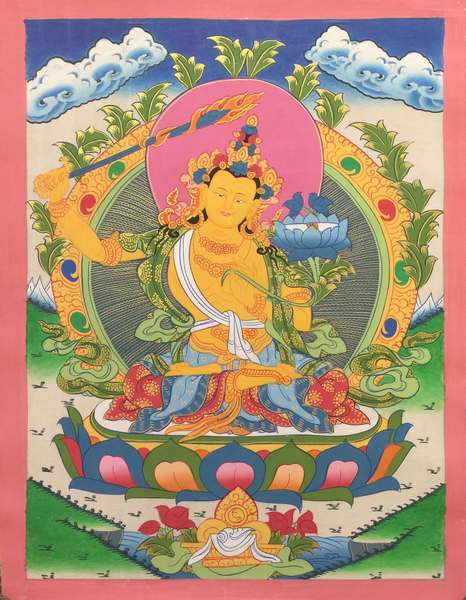Tibetan Thangka Of Manjushri