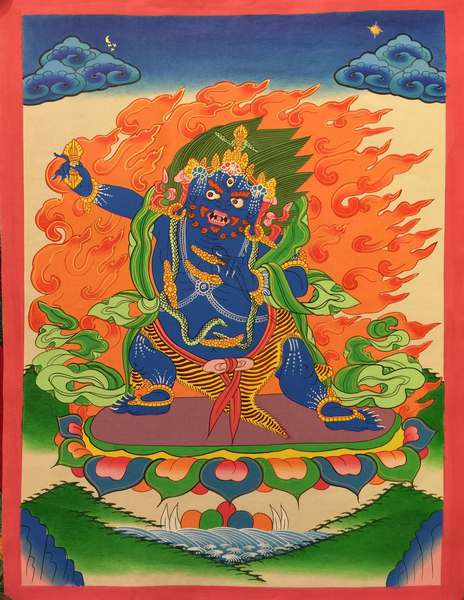 Tibetan Thangka Of Vajrapani [chana Dorje]