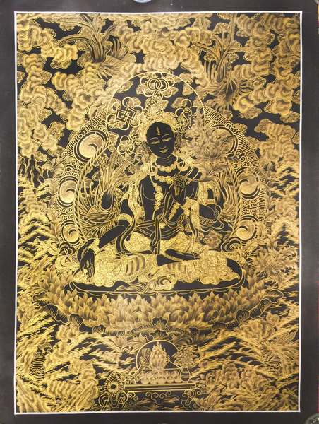 Tibetan Thangka Of White Tara Kalo Sunaulo