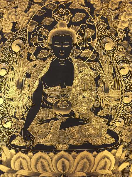 Tibetan Thangka Of Medicine Buddha Kalo Sunaulo