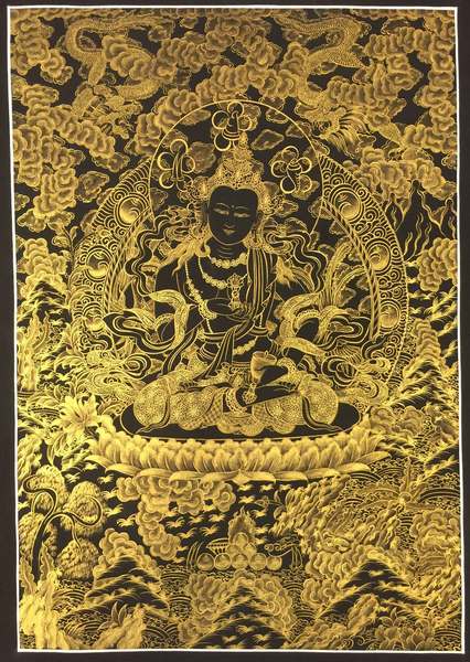 Tibetan Thangka Of Vajrasattva Kalo Sunaulo