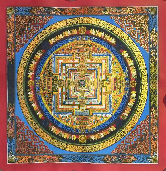 Tibetan Thangka Of Sunaulo Colorful Kalachakra Mandala