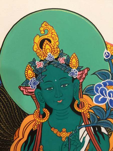 Tibetan Thangka Of Green Tara
