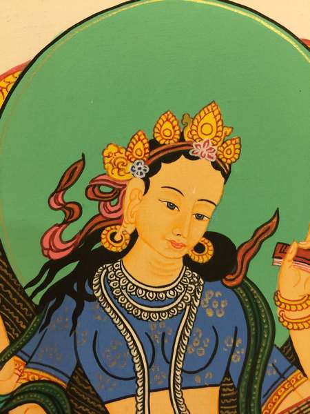 Tibetan Thangka Of Saraswati
