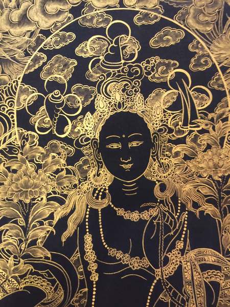 Tibetan Thangka Of Green Tara