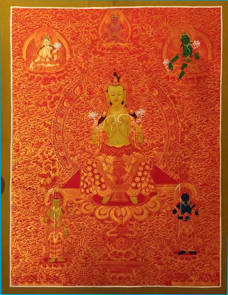 Tibetan Thangka Of Maitreya Buddha