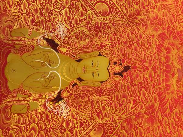 Tibetan Thangka Of Maitreya Buddha