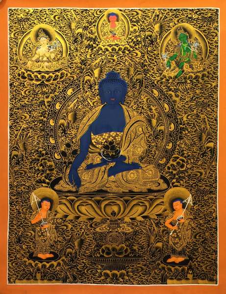 Tibetan Thangka Of Medicine Buddha