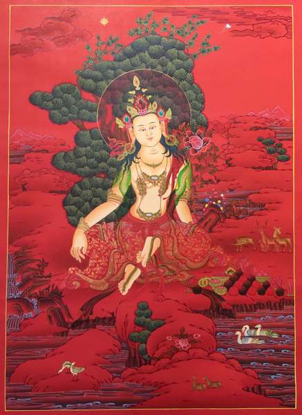 Tibetan Thangka Of Samantabhadra, [24k Real Gold]