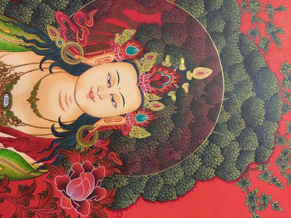 Tibetan Thangka Of Samantabhadra, [24k Real Gold]