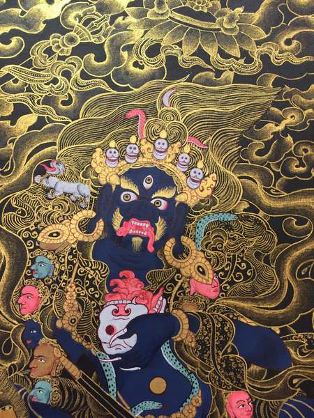 Tibetan Thangka Of Palden Lahmo, [24k Real Gold]