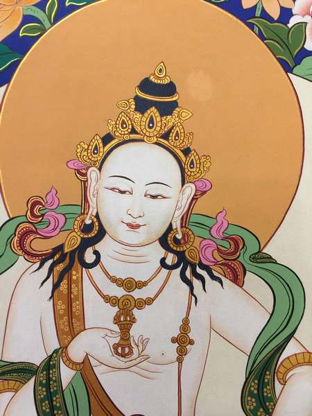 Tibetan Thangka Of Vajrasattva Yab Yum, [24k Real Gold]