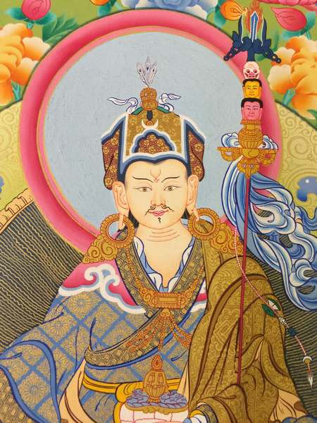 [master Quality] Tibetan Thangka Of Nyingma Choksing 24 X 35.5, [24k Real Gold], Refuge Tree