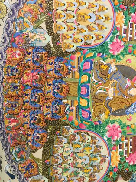[master Quality] Tibetan Thangka Of Nyingma Choksing 24 X 35.5, [24k Real Gold], Refuge Tree