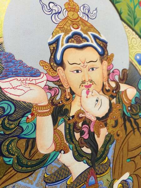 [master Quality] Tibetan Thangka Of Nyingma Choksing Yab Yum, [24k Real Gold], Refuge Tree