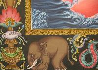 [master Quality] Newari Paubha Of Dancing Ganesh With [24k Gold] And [mineral Colors], [rare Find]