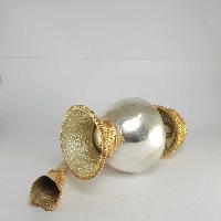 [hq], [large] Copper Bhumpa- Bhumba, Fine Carving, [gold And Silver Plated]
