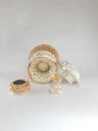 [hq], Dophor, Nesi, Vessel For Offering Rice With Deep Carving, [gold And Silver Plated], Rice Offering