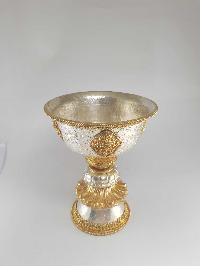 [hq], [medium] Copper Butter Lamp, Buddhist Ritual Items, [gold And Silver Plated]