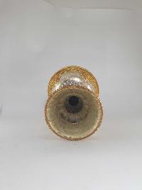 [hq], [medium] Copper Butter Lamp, Buddhist Ritual Items, [gold And Silver Plated]