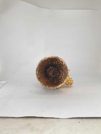 [hq], [large] Copper Bhumpa- Bhumba, Fine Carving, [partly Gold Plated]