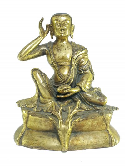 [old Stock], Tibetan Statue Of Milarepa, [full Fire Gold Plated], Last Piece