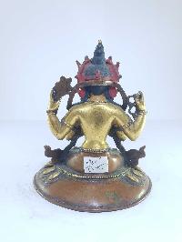 [old Stock], Tibetan Statue Of Avalokiteshvara, Chenrezig [partly Gold Gilded]