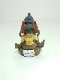 [old Stock] Statue Of Yellow Jambhala [partly Gold Plated], [painted Face]