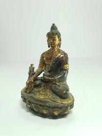 [old Stock] Statue Of Medicine Buddha [partly Gold Plated], Antique Finishing [last Piece]