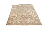 Nepali Handmade Wool And Silk Flower Design Carpet, [100knots], Natural