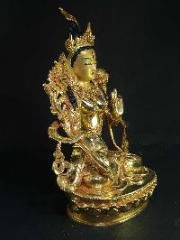 Statue Of White Tara [full Gold Plated], [painted Face]