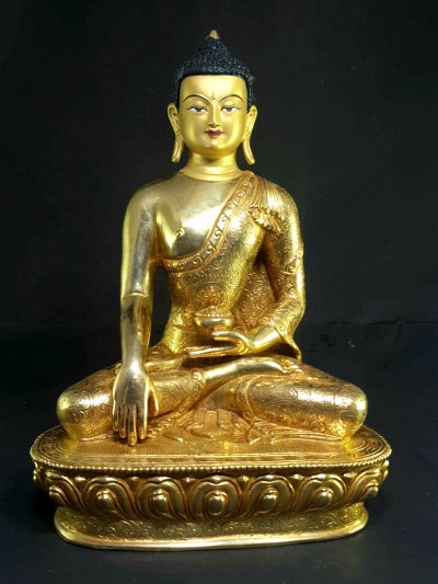 Statue Of Shakyamuni Buddha [full Gold Plated], [painted Face]