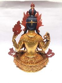 [monastery Quality] Statue Of Chenrezig, [full Gold Plated], [painted Face]