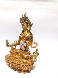 [monastery Quality] Statue Of Kalash Tara, [full Gold Plated], [painted Face]