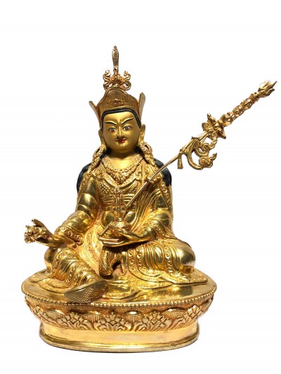 [monastery Quality] Statue Of Padmasambhava, [full Gold Plated], [painted Face]
