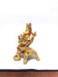 [monastery Quality] Statue Of Ganesh, [full Gold Plated], [painted Face]