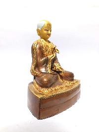 [monastery Quality] Statue Of Guru, [partly Gold Plated], [painted Face]