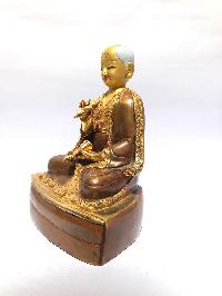 [monastery Quality] Statue Of Guru, [partly Gold Plated], [painted Face]